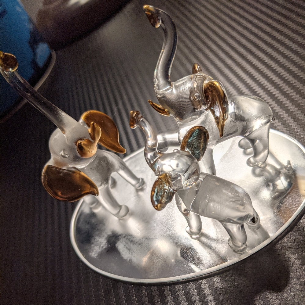 Glass and 22k Gold Elephant Sculpture